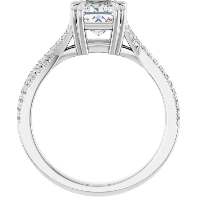 14K White Gold 1.41 CTW Princess Claw Prong Twisted Solitaire Diamond Engagement Ring