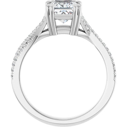 14K White Gold 1.41 CTW Princess Claw Prong Twisted Solitaire Diamond Engagement Ring