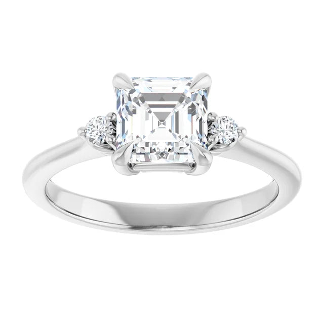 14K White Gold 1.42 CTW Asscher Solitaire Cathedral Lab Grown Diamond Engagement Ring
