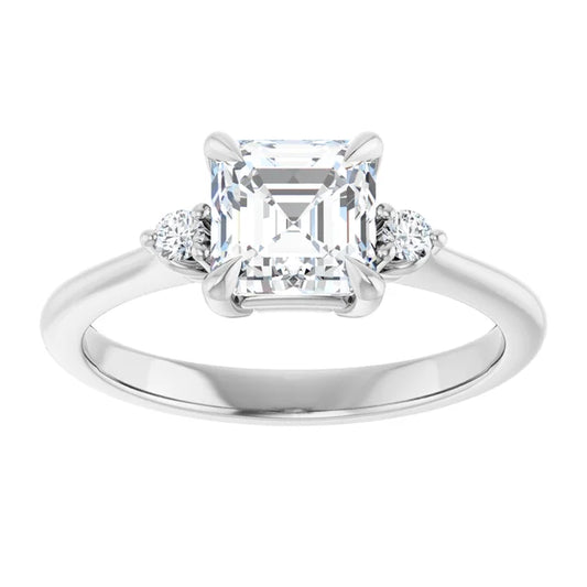 14K White Gold 1.42 CTW Asscher Solitaire Cathedral Lab Grown Diamond Engagement Ring