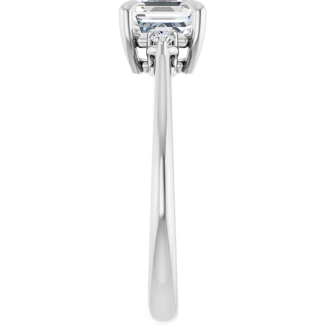 14K White Gold 1.42 CTW Asscher Solitaire Cathedral Lab Grown Diamond Engagement Ring