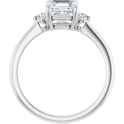 14K White Gold 1.42 CTW Asscher Solitaire Cathedral Lab Grown Diamond Engagement Ring