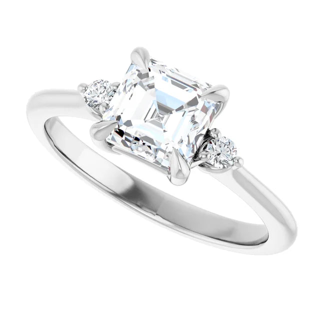 14K White Gold 1.42 CTW Asscher Solitaire Cathedral Lab Grown Diamond Engagement Ring