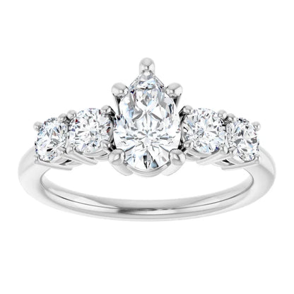 14K White Gold 1.44 CTW Pear Five Stone Lab Grown Diamond Engagement Ring