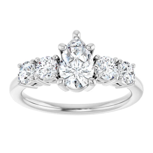 14K White Gold 1.44 CTW Pear Five Stone Lab Grown Diamond Engagement Ring