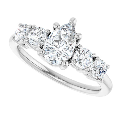 14K White Gold 1.44 CTW Pear Five Stone Lab Grown Diamond Engagement Ring