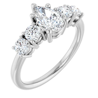 14K White Gold 1.44 CTW Pear Five Stone Lab Grown Diamond Engagement Ring