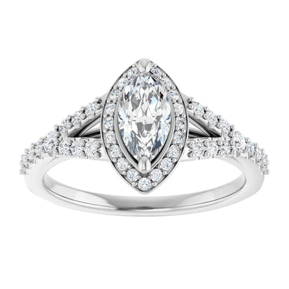 14K White Gold 1.47 CTW Marquise Halo Lab Grown Diamond Engagement Ring