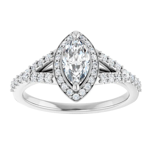 14K White Gold 1.47 CTW Marquise Halo Lab Grown Diamond Engagement Ring