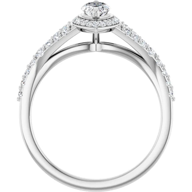 14K White Gold 1.47 CTW Marquise Halo Lab Grown Diamond Engagement Ring