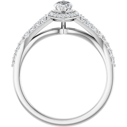14K White Gold 1.47 CTW Marquise Halo Lab Grown Diamond Engagement Ring