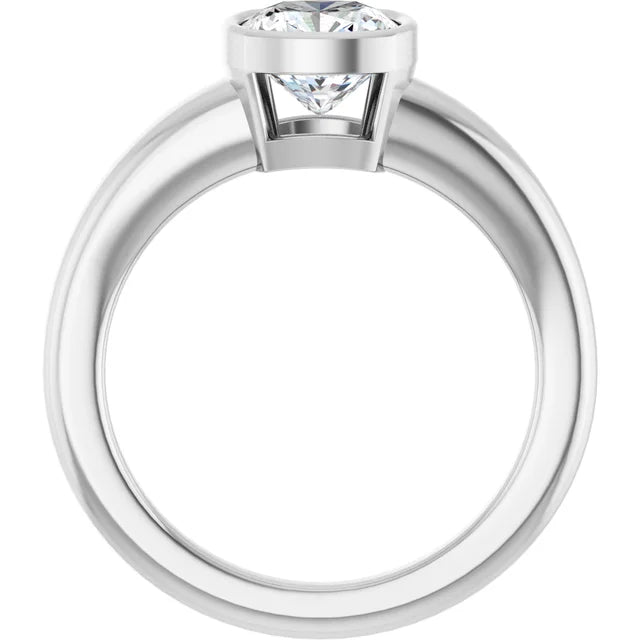 14K White Gold 1.83 CTW Cushion Bezel Diamond Engagement Ring