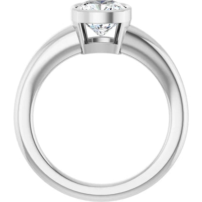 14K White Gold 1.83 CTW Cushion Bezel Diamond Engagement Ring