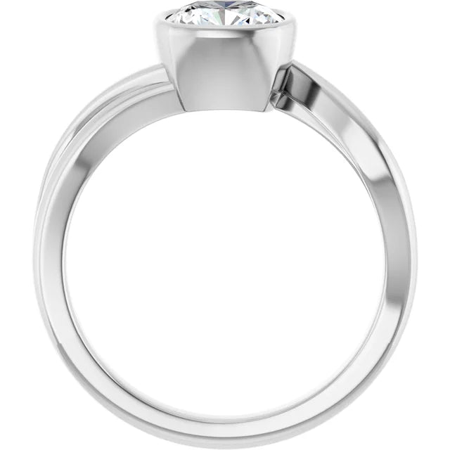 14K White Gold 1.51 CTW Cushion Bypass Bezel Diamond Engagement Ring