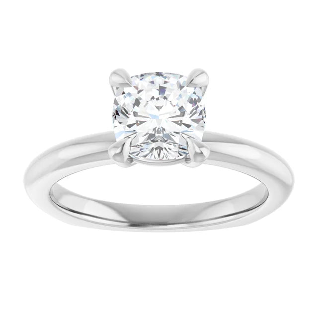 14K White Gold 1.71 CTW Cushion Claw-Prong Classic Diamond Engagement Ring-diamondnetjewellery