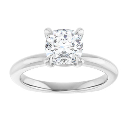 14K White Gold 1.71 CTW Cushion Claw-Prong Classic Diamond Engagement Ring-diamondnetjewellery