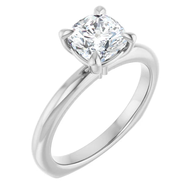 14K White Gold 1.71 CTW Cushion Claw-Prong Classic Diamond Engagement Ring-diamondnetjewellery