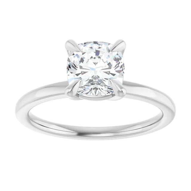 14K White Gold 1.53 CTW Cushion Claw-Prong Diamond Engagement Ring