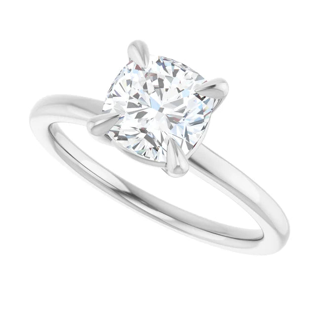 14K White Gold 1.53 CTW Cushion Claw-Prong Diamond Engagement Ring