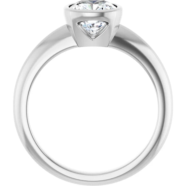 14K White Gold 1.70 CTW Cushion Contemporary Bezel Diamond Engagement Ring