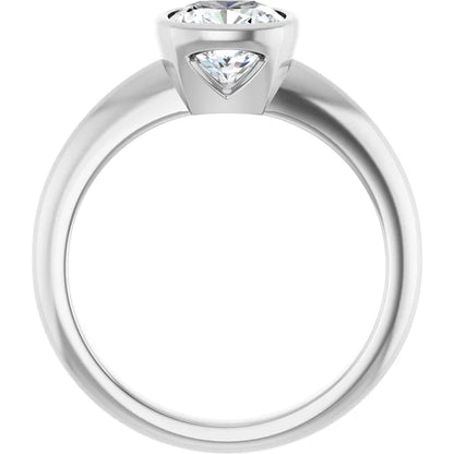 14K White Gold 1.70 CTW Cushion Contemporary Bezel Diamond Engagement Ring