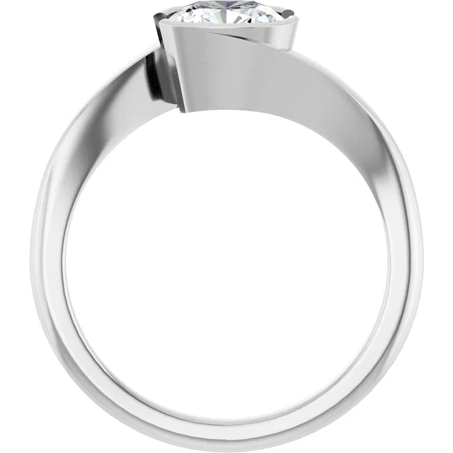 14K White Gold 1.70 CTW Cushion Solitaire Bezel Diamond Engagement Ring