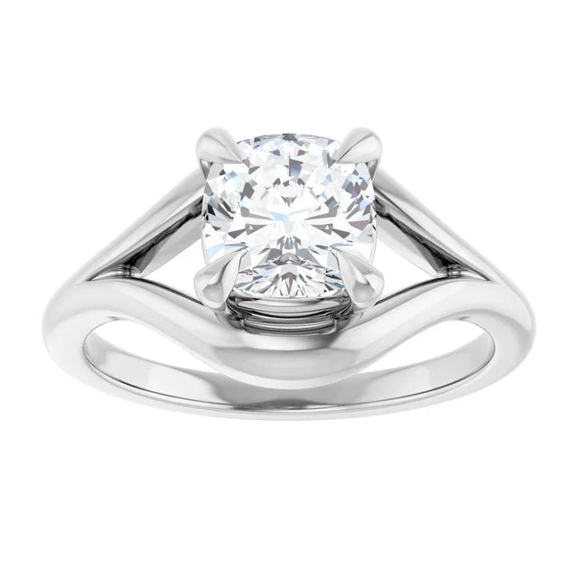 14K White Gold 1.70 CTW Cushion Split-Shank Diamond Engagement Ring