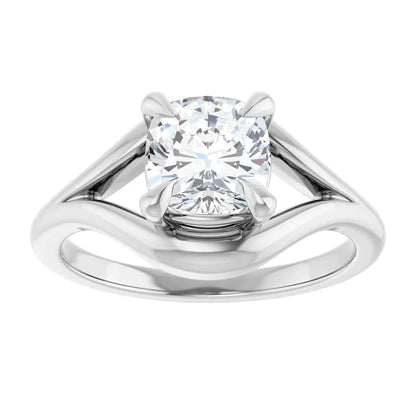 14K White Gold 1.70 CTW Cushion Split-Shank Diamond Engagement Ring