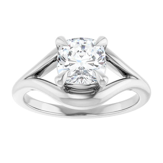 14K White Gold 1.70 CTW Cushion Split-Shank Diamond Engagement Ring