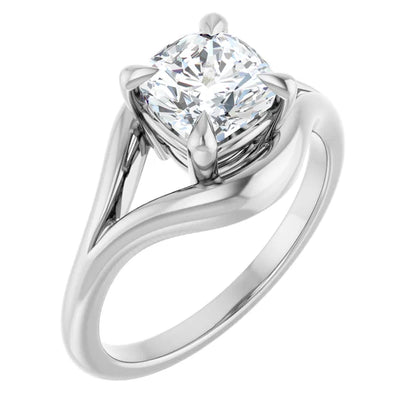 14K White Gold 1.70 CTW Cushion Split-Shank Diamond Engagement Ring