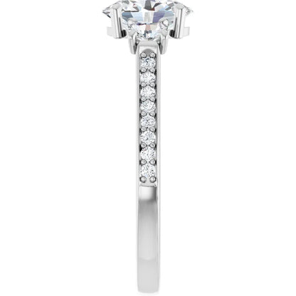 14K White Gold 1.66 CTW Oval Three-Stone Diamond Engagement Ring