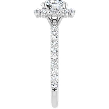 14K White Gold 1.67 CTW Round Pavé Halo Diamond Engagement Ring-diamondnetjewellery