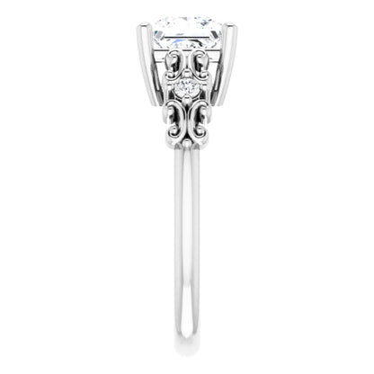 14K White Gold 1.51 CTW Princess Vintage Filigree Lab Grown Diamond Engagement Ring