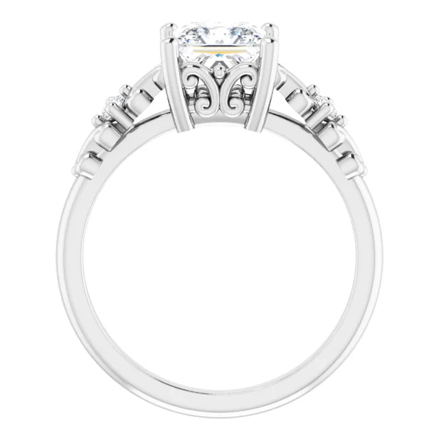 14K White Gold 1.51 CTW Princess Vintage Filigree Lab Grown Diamond Engagement Ring