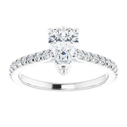 14K White Gold 1.53 CTW Pear Eternity Pavé Lab Grown Diamond Engagement Ring-diamondnetjewellery