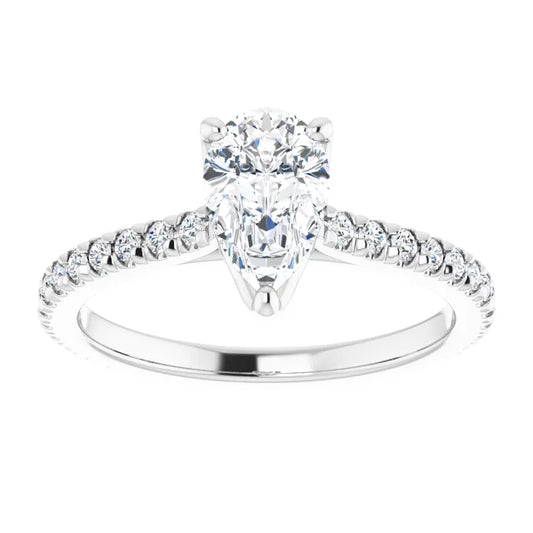 14K White Gold 1.53 CTW Pear Eternity Pavé Lab Grown Diamond Engagement Ring