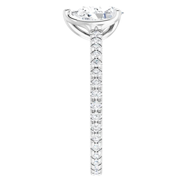 14K White Gold 1.53 CTW Pear Eternity Pavé Lab Grown Diamond Engagement Ring-diamondnetjewellery