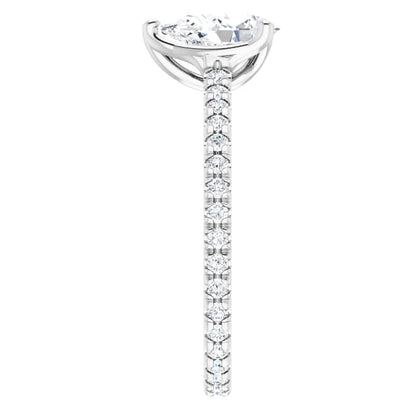 14K White Gold 1.53 CTW Pear Eternity Pavé Lab Grown Diamond Engagement Ring-diamondnetjewellery