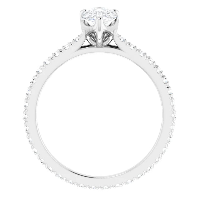 14K White Gold 1.53 CTW Pear Eternity Pavé Lab Grown Diamond Engagement Ring-diamondnetjewellery