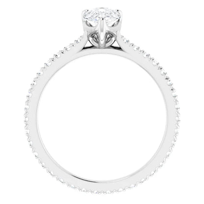 14K White Gold 1.53 CTW Pear Eternity Pavé Lab Grown Diamond Engagement Ring-diamondnetjewellery