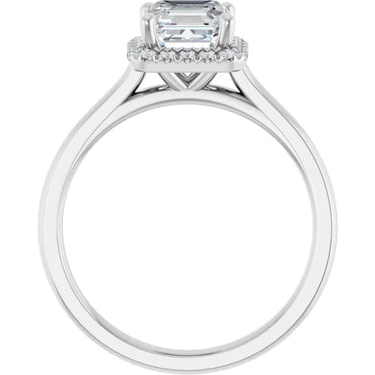 14K White Gold 1.55 CTW Asscher Halo French-Set Lab Grown Diamond Engagement Ring