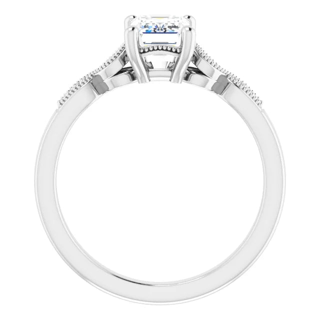 14K White Gold 1.56 CTW Emerald Solitaire Pavé Lab Grown Diamond Engagement Ring-diamondnetjewellery