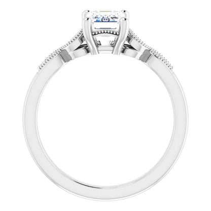 14K White Gold 1.56 CTW Emerald Solitaire Pavé Lab Grown Diamond Engagement Ring-diamondnetjewellery