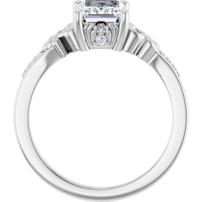 14K White Gold 1.58 CTW Emerald Vintage Filigree Pavé Lab Grown Diamond Engagement Ring