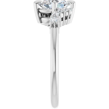 14K White Gold 1.58 CTW Oval Solitaire Pavé Lab Grown Diamond Engagement Ring-diamondnetjewellery