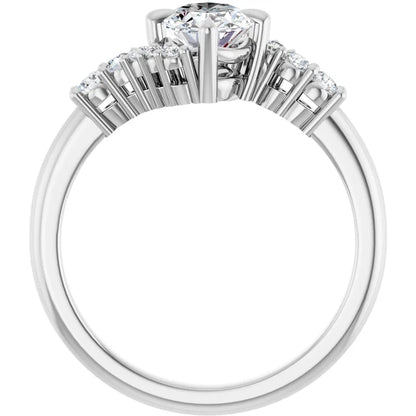 14K White Gold 1.58 CTW Oval Solitaire Pavé Lab Grown Diamond Engagement Ring-diamondnetjewellery