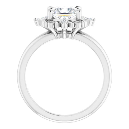 14K White Gold 1.60 CTW Princess Floral Halo Lab Grown Diamond Engagement Ring
