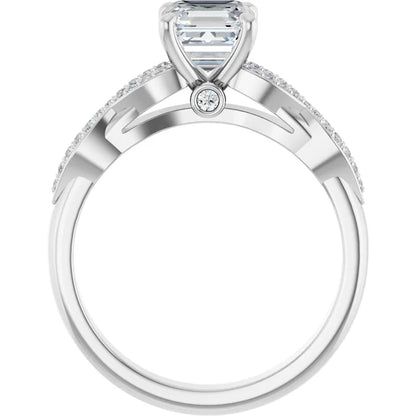 14K White Gold 1.63 CTW Asscher Twisted Shank Diamond Engagement Ring