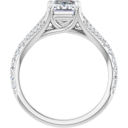 14K White Gold 1.64 CTW Emerald Split Shank Pavé Lab Grown Diamond Engagement Ring