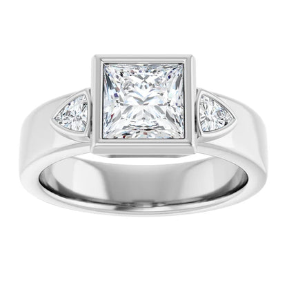 14K White Gold 1.67 CTW Princess Bezel Set Lab Grown Diamond Engagement Ring